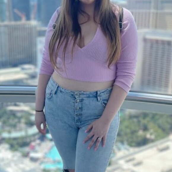 Light Pink Long-Sleeve Ribbed Crop Top - Picture 3 of 3